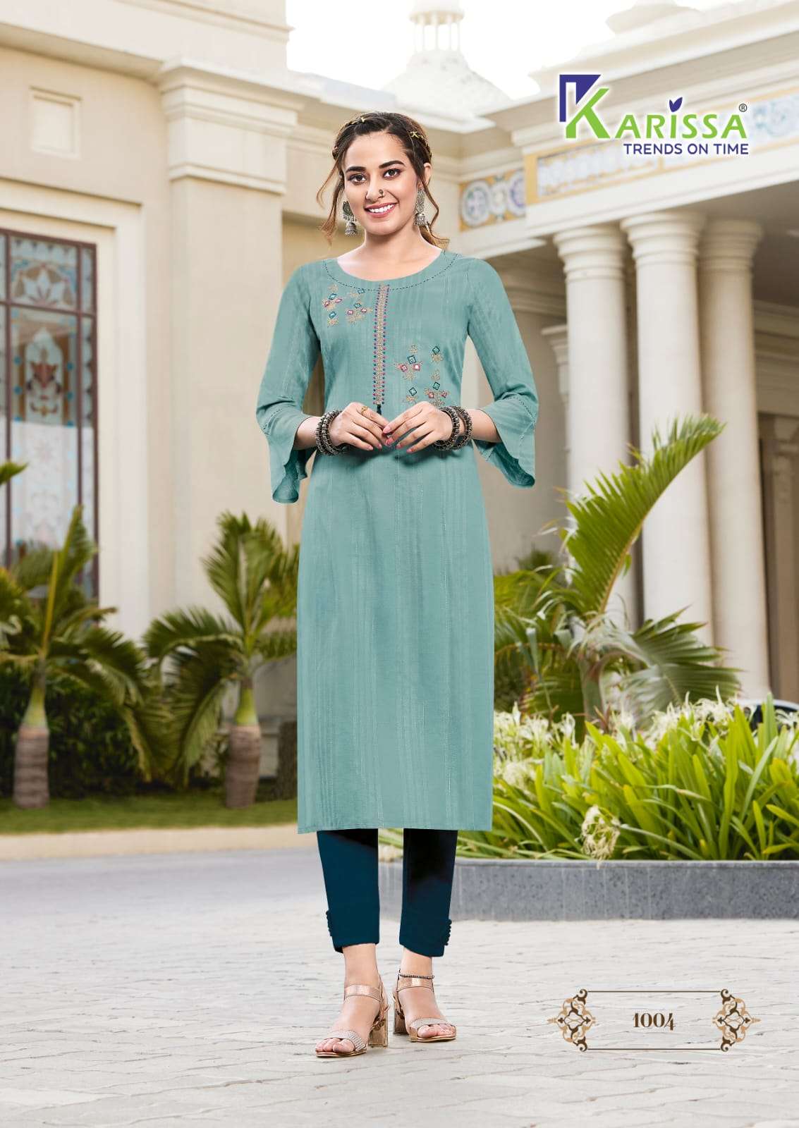 Karissa-Rim Zim- Heavy-Fancy-Viscose-Weaving-Effect-Liva-Tag-Thread-Manual-Handwork-Kurti-1004